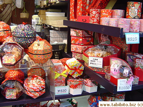 Colorful Japanese style boxes with candies inside