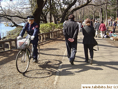 Park police patroling on bike