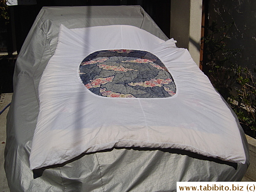 Kakebuton(doona/comforter)in its cover with a hole in the center
