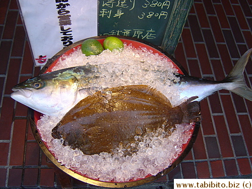 Live fish outside an izakaya to attract customers