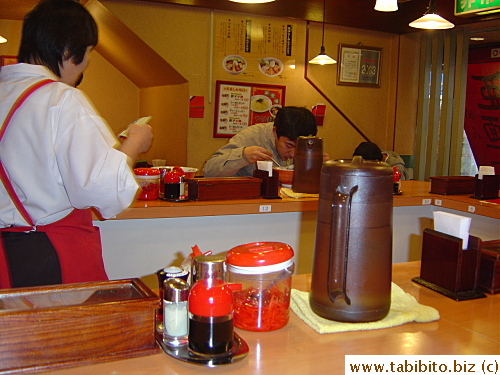 Typical U-shape counter inside an eatery