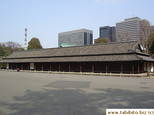 A long guardhouse inside Imperial Palace Garden