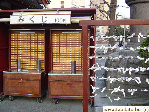 Fortune slips corner on the ground of Sensoji Temple
