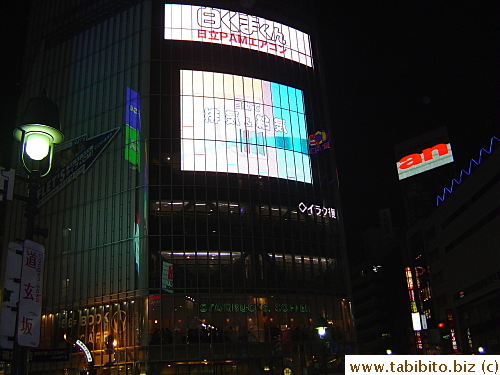 Big TV screen in Shibuya above Starbucks