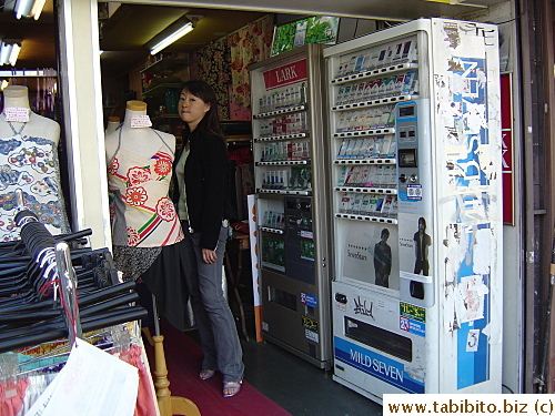 This boutique has two cigarette vending machines right inside its store