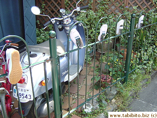 Shoes drying on the fence