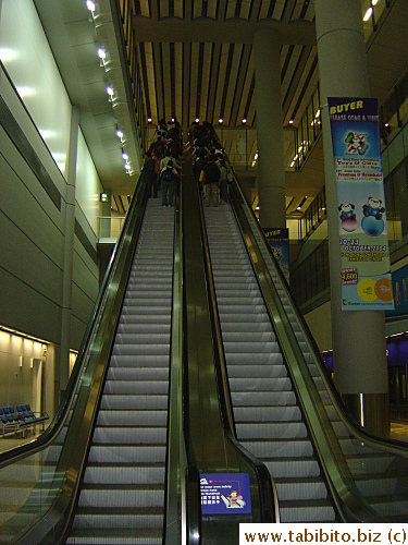 Super long escalators, HK Airport