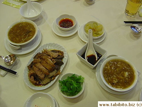 Shark's fin soup and braised duck