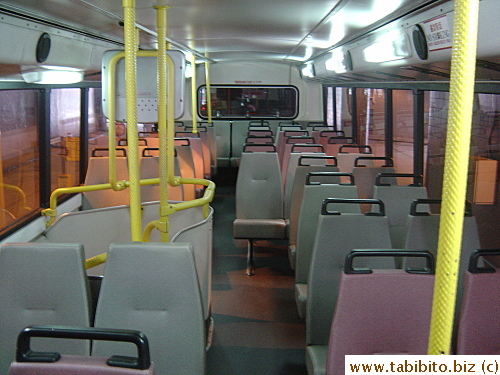 Inside the upper deck of a bus