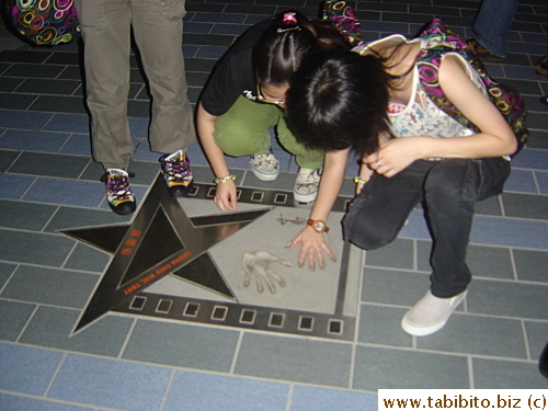 A favorite activity for visitors is to compare their hand size with the star's