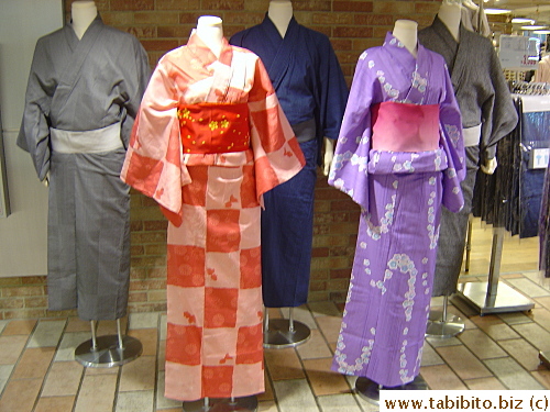 This shop displays both male and female yukata