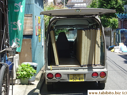 Tatami mats half fill this van