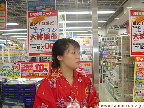 Store employee dressed in yukata