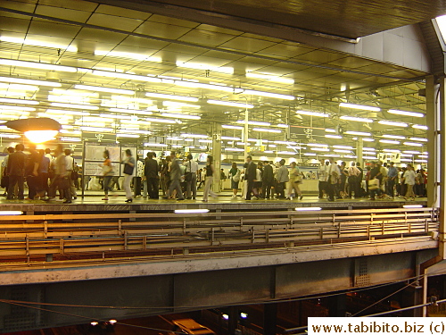 People catching the train in the evening