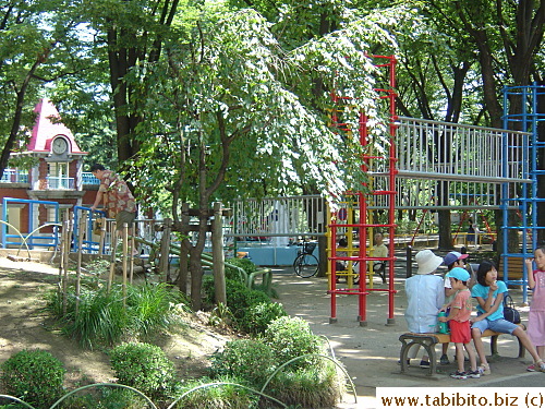Families and children having a good time in the park