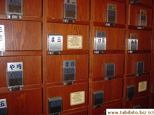 Individual shoe cupboards for customers to store their shoes