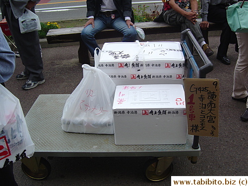 Our trolley. The bag on the left is mine