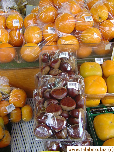 Chestnuts on sale in fruit shops