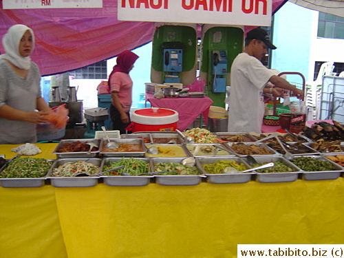 A variety of Malaysian dishes sold outside Central Market