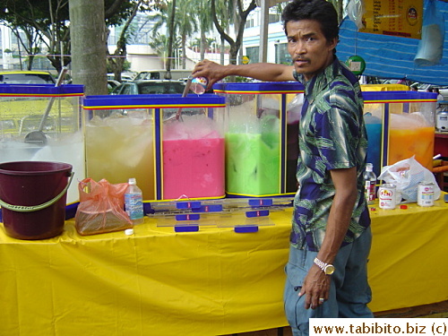 I startled this man who sells unnatural-looking juices. Sorry buddy