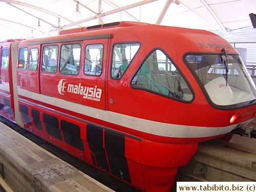 This monorail train is painted red