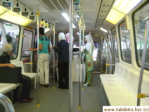 Inside the monorail train, every handle strap becomes an advertising space