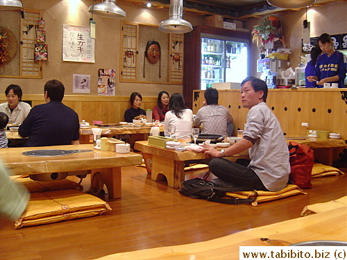 Inside the restaurant, we sat on double cushions on the floor