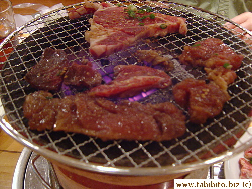 The red-hot charcoal comes out a pretty purple color on the picture