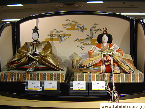 Typical dolls for display in the house during the Doll Festival.  Each doll here is sold for around US $100