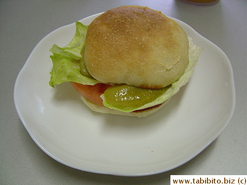 Homemade hamburger (including the bun) for dinner
