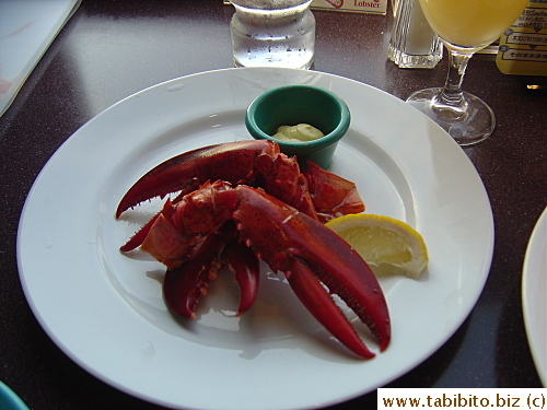 Lobster claws with wasabi mayonnaise dipping sauce