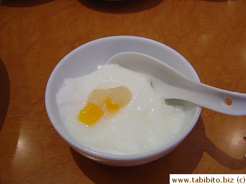 Almond tofu dessert, which always reminds me of cough syrup