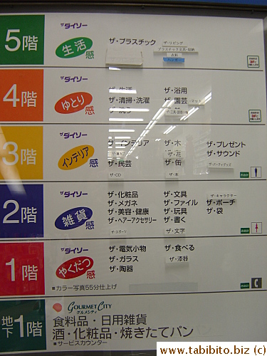 Floor guide inside the store, they sell a wide variety of things from garden supplies to underwear, yes, bras too. (The basement is a supermarket)