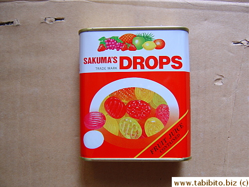 Fruit drops in their traditional tin 