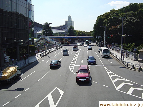 Looking at the opposite direction of the same road