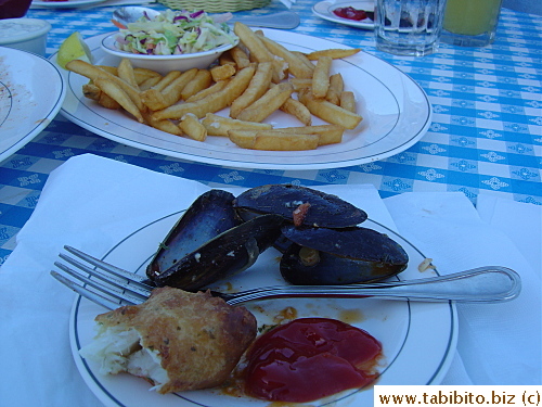 The best fish and chips I had.  The fish with the crispy crust was served piping hot, meaty and no fishy taste at all.  The batter the fish was dipped in was flavored with parsley and other seasonings.  The hot chips were crunchy outside and very creamy inside, just yummy!