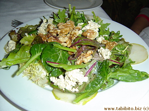 KL shared some of Rick's blue cheese and walnuts salad