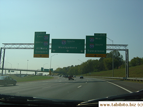 We were in the rental car on our way to Tuscaloosa 