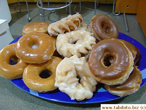 The breakfast buffet had a plate of donuts. But after eating last night's yucky ones, I didn't want to even go near them (except to take their picture)