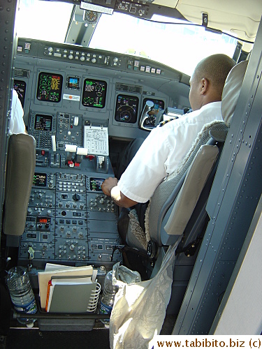 The cockpit of the plane