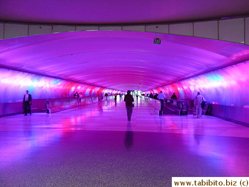 Detroit airport has this funky tunnel with changing colors between concourses