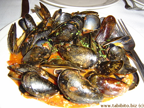 Our delicious mussel starter at the Italian restaurant