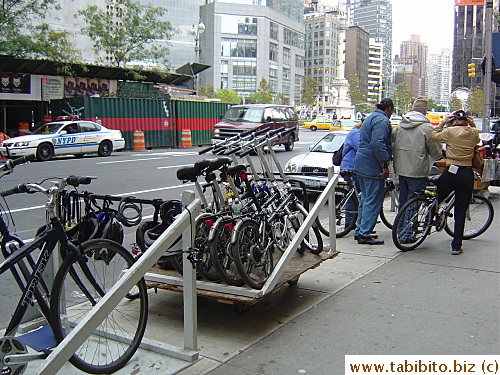 Bikes for hire on the streets in NY