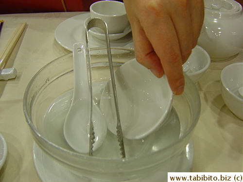 The bowl of hot water brought to our table before our food came was baffling at first.  But we came to realize it was for washing our utensils, a practice I thought was long extinct