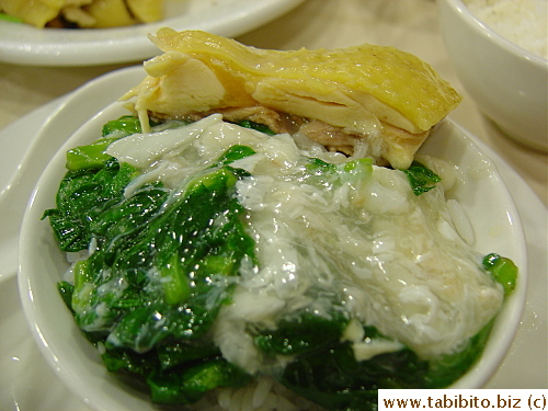 DELICIOUS chicken: tender thigh meat, well-seasoned full-flavored chicken taste and crunchy skin.  We just loved it