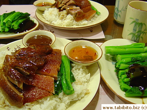 We couldn't resist the temptation of BBQ and had it for the second time instead of trying new food.  The goose and suckling pig were excellent of course, the set dinner with a big bowl of Chinese style soup cost a mere US$6.  Such quality for such little money, amazing