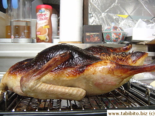 The duck looks burnt, but it is not, it's delicious, darn it!