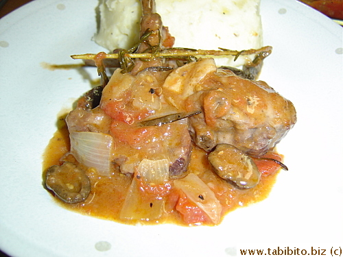 I used the lamb chops to make a braised dish with rosemary, olives, onions and tomatoes