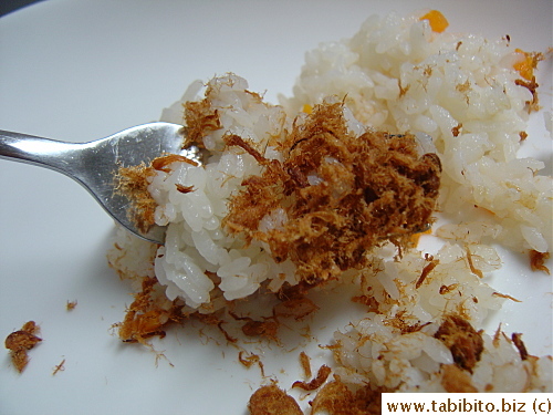 Pork floss on rice, so yummy