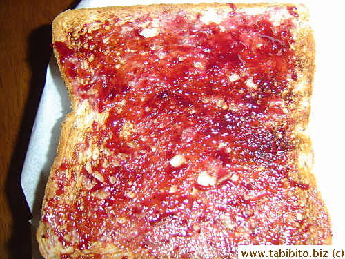 Grape jam on toast